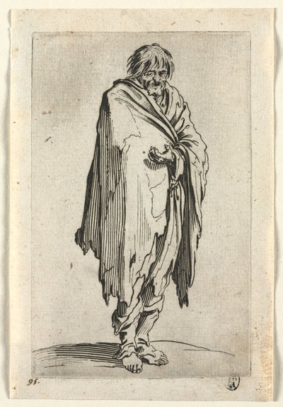 The Beggars: Beggar without Hat or Shoes, c. 1623. od Jacques Callot