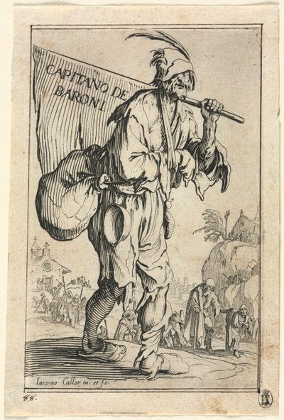 The Beggars: Frontispiece: Captain of the Barons, c. 1623. od Jacques Callot