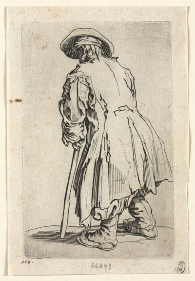 The Beggars: Starý žebrák o jedné berli od Jacques Callot