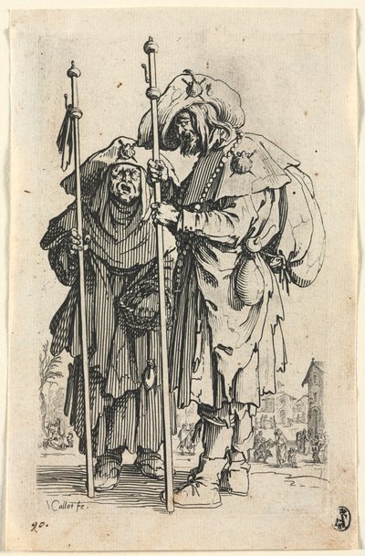 The Beggars: The Two Pilgrims, c. 1623. od Jacques Callot
