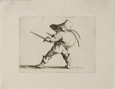 Duelist s mečem a dýkou, od Varie Figure Gobbi od Jacques Callot
