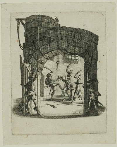 Bičování, z Malé vášně od Jacques Callot