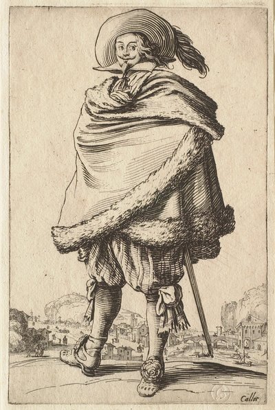 Pán zahalený v kabátu lemovaném kožešinou od Jacques Callot