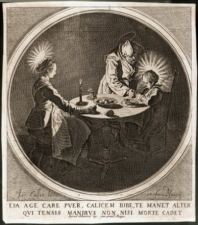 Svatá rodina u stolu ... (rytina) od Jacques Callot