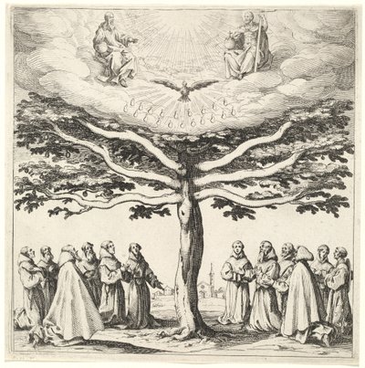 Nejsvětější Trojice na Stromě života, uctívaná františkány od Jacques Callot