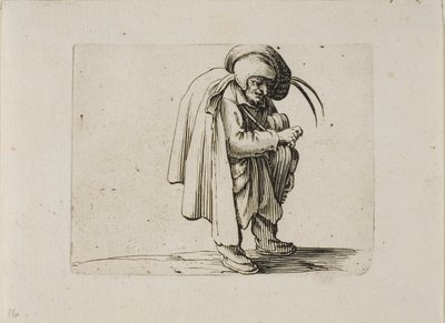 Hurdy-Gurdy Player, z Varie Figure Gobbi od Jacques Callot