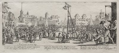 Velká bída války: Strappado, 1633. od Jacques Callot