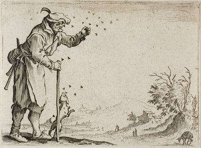 Rolník napaden včelami, z The Caprices od Jacques Callot