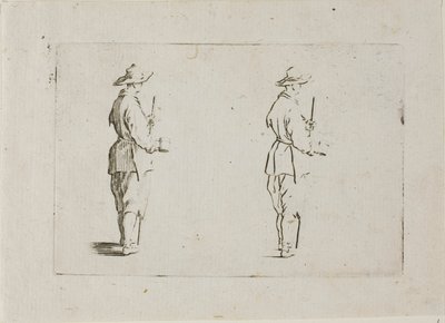 Rolník drží pohár, z The Caprices od Jacques Callot