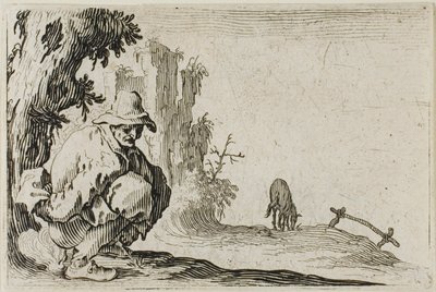 Rolnický squatting, z The Caprices od Jacques Callot