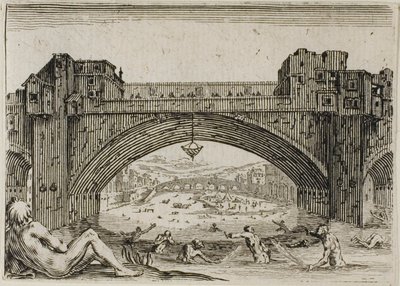 Pont Vecchio ve Florencii, od The Caprices od Jacques Callot