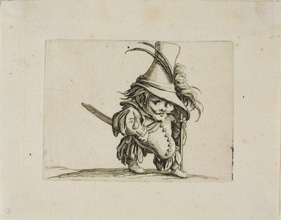 Břichatý muž s vysokým kloboukem z Varie Figure Gobbi od Jacques Callot