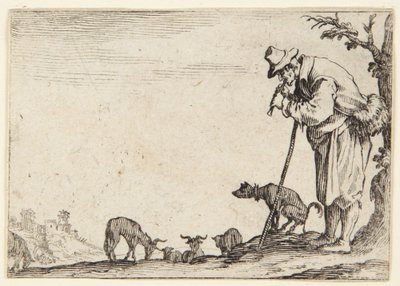 Pastýř hrající na flétnu od Jacques Callot