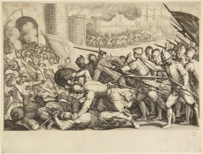 Vojsko útočící na městskou bránu od Jacques Callot