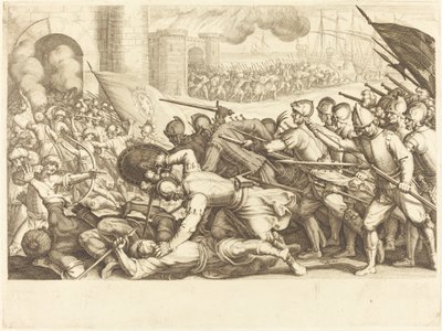 Vojska nutící bránu města, c. 1614. od Jacques Callot