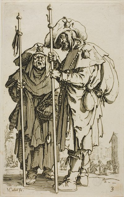 The Two Pilgrims, deska tři z The Beggars od Jacques Callot