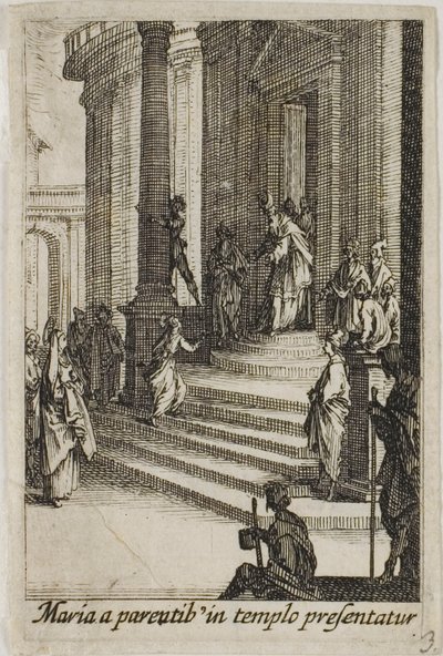 Panna Maria představená v chrámu, ze Života Panny Marie od Jacques Callot