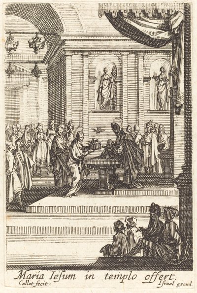 Panna představuje Ježíše v chrámu od Jacques Callot