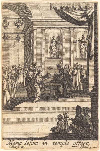 Panna představuje Ježíše v chrámu v roce 1630 nebo později. od Jacques Callot