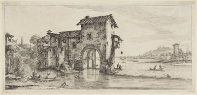 Vodní mlýn, ze série Diverse Vedute Designate in Fiorenza (Různé krajiny navržené ve Florencii) od Jacques Callot