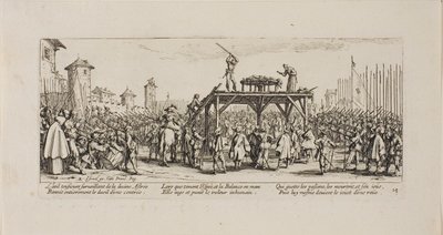 The Wheel, deska čtrnáctá z The Miseries of War od Jacques Callot