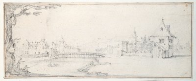 Most Gaucheu v Epinalu (černá křída na papíře) od Jacques Callot