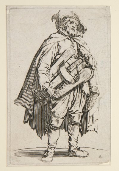 Hráč hurdisky, z The Beggars (Le Joueur de Vielle) od Jacques Callot