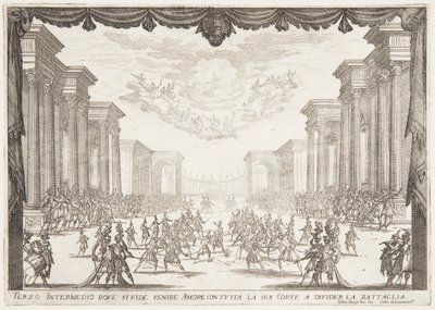 Třetí intermezzo, Bitva je zastavena příchodem lásky s jejím Cortege od Jacques Callot