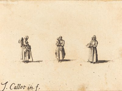 Tři ženy, jedna drží dítě od Jacques Callot