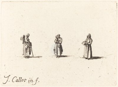 Tři ženy, jedna drží dítě od Jacques Callot
