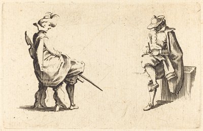 Dvě sedící postavy od Jacques Callot