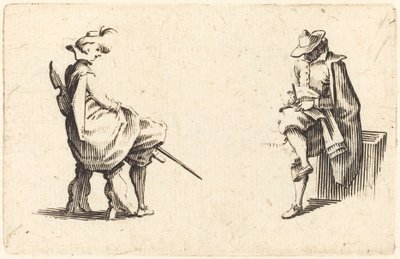 Dvě sedící postavy od Jacques Callot