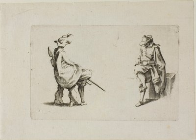 Dva sedící muži, z Kapriců od Jacques Callot