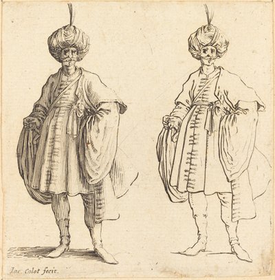 Dva Turci v turbanech s chocholem. od Jacques Callot