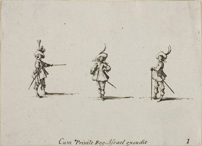 Cvičení beze zbraně, deska jedna z vojenských cvičení od Jacques Callot