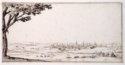 Pohled na Nancy (pero a hnědý inkoust na papíře) od Jacques Callot
