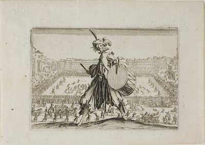 Pohled na náměstí Piazza S. Croce s fotbalovým zápasem z The Caprices od Jacques Callot