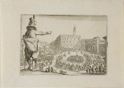 Pohled na náměstí Piazza Signoria z The Caprices od Jacques Callot