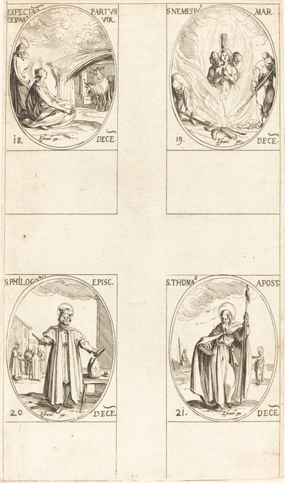 Čekání, až Panna porodí; Sv. Nemesius; Sv. Filogonius; Svatý Tomáš od Jacques Callot