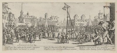 Houpací šibenice, list 10 ze série „Hrůzy války“ od Jacques Callot
