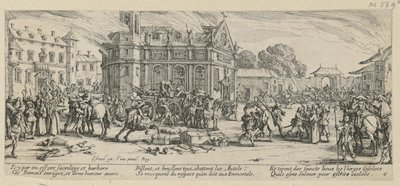 Zničení kláštera, list 6 ze série „Útrapy války“ od Jacques Callot