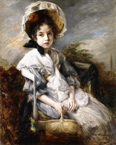 Portrét mladé dívky sedící v krajině, od Jacques-Emile Blanche