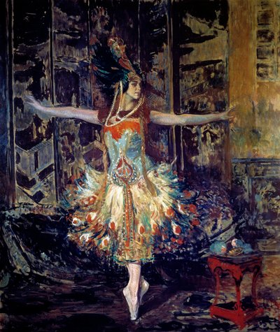 Ruská tanečnice Tamara Karsavina (1885-1978) v baletu „Fire Bird“ od Igora Stravinského (Stravinskij) od Jacques Emile Blanche