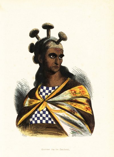 Válečník z Havajských ostrovů od Jacques Etienne Victor (after) Arago