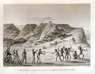Shark Bay, Peron Peninsula, New Holland: Meeting with the Natives, z 