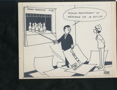 Le Figaro, černobílá satira od Jacques Faizant