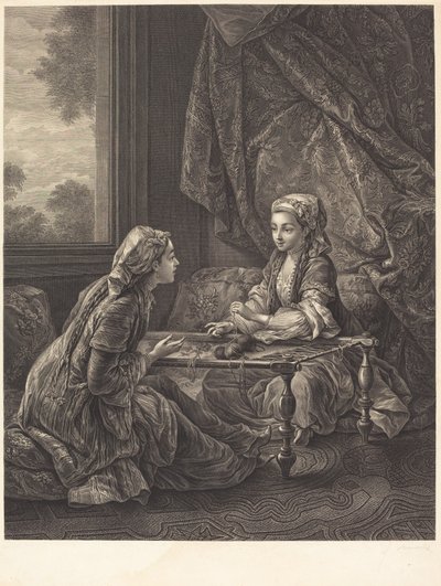 La Confidence od Jacques Firmin Beauvarlet after Carle Van Loo