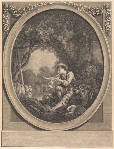 Odjezd kurýra od Jacques Firmin Beauvarlet after François Boucher