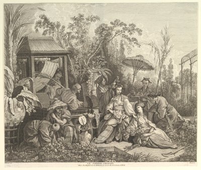 Čínská zahrada, z Chinoiseries, po roce 1743. od Jacques Gabriel Huquier