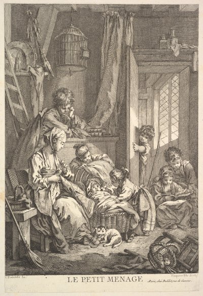 Malá domácnost, polovina až konec 18. století. od Jacques Gabriel Huquier